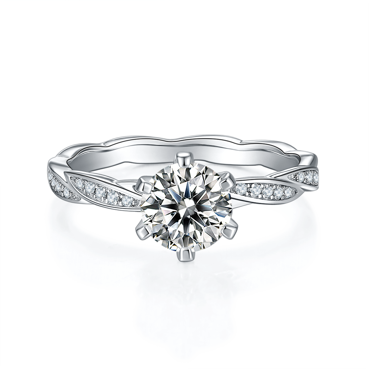 Woven Finger Soft S925 Silver Plated Platinum Moissanite Women's Ring 1 Carat D-Class